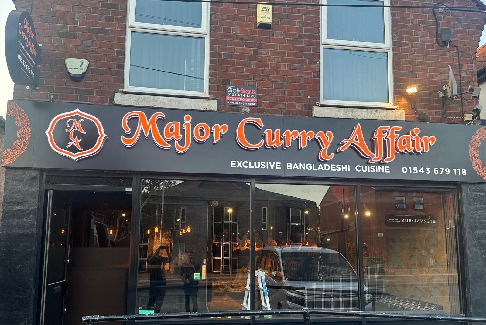 Major curry affair illuminated 3d shopfront lettering by go4signs